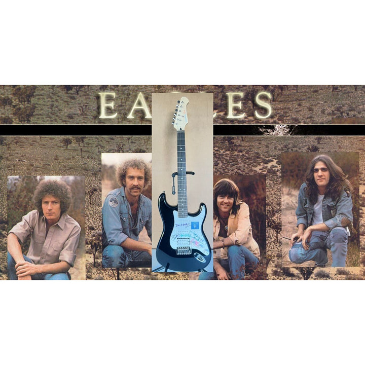 The Eagles Don Henley, Joe Walsh, Glenn Frey, Don Felder, Randy Meisner full size Stratocaster electric guitar signed with proof