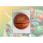 Load image into Gallery viewer, Boston Celtics 2023-24 Jayson Tatum Jrue Holiday Jaylen Brown Kristaps Porzingis complete team Spalding NBA full size basketball with proof
