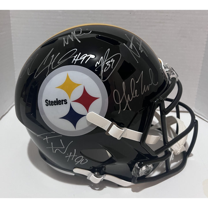 TJ Watt Minka Fitzpatrick Cameron Hayward Mike Tomlin Kenny Pickett Najee Harris George Pickens Pittsburgh Steelers Riddell replica full siz