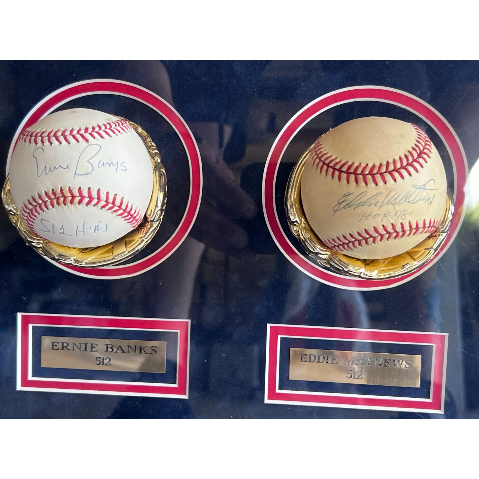 Willie Mays Mickey Mantle Ted Williams 14 MLB baseballs signed by 500 home run hitters 48x42 in frame