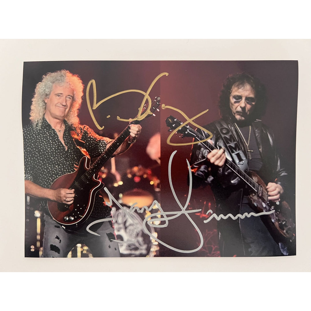 Brian May of Queen Tony Iommi of Black Sabbath 5x7 photo signed with proof