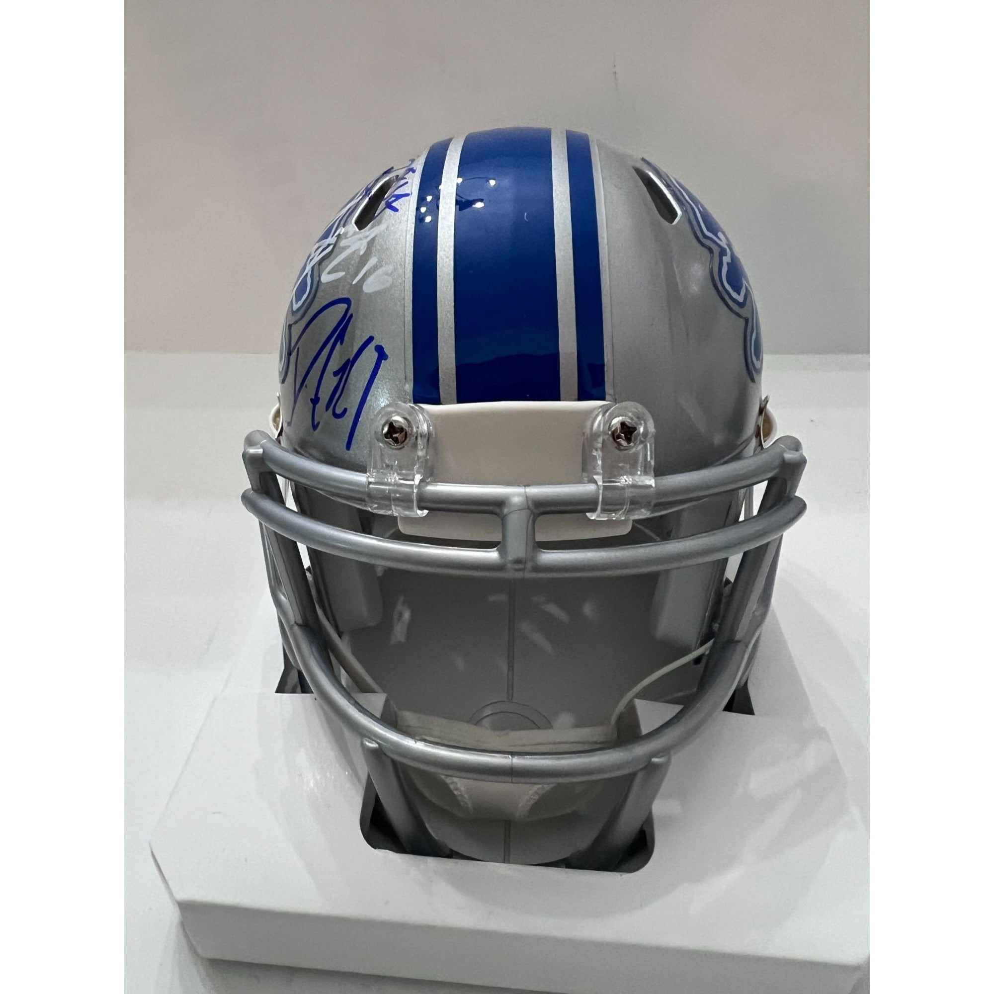 Detroit Lions mini helmet Aidan Hutchinson Amon-Ra St. Brown Dan Campbell & Jared Goff signed with proof