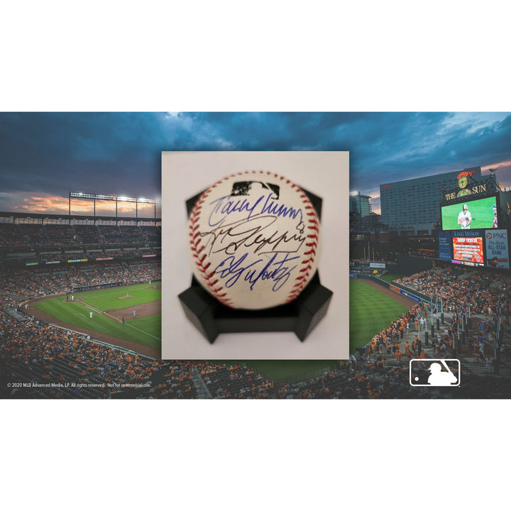 Seattle Mariners Randy Johnson Ken Griffey Jr Edgar Martinez official Rawlings MLB baseball signed with proof free acrylic display case