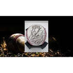 Load image into Gallery viewer, Anthony Rizzo Kris Bryant Ben Zobrist 2016 Rawlings World Series commemorative baseball signed with proof
