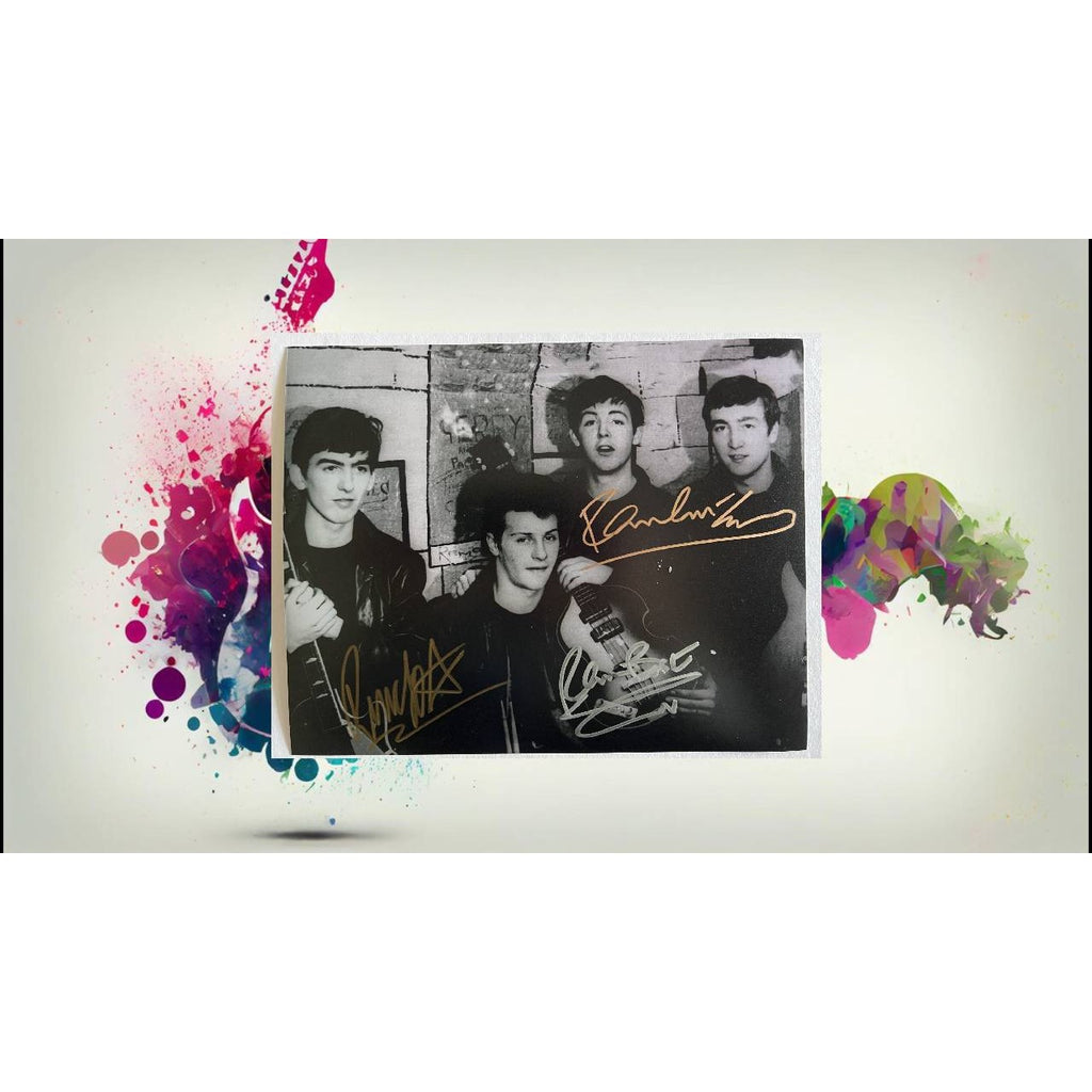 Paul McCartney, Ringo Starr, Pete Best 8x10 photo signed with proof