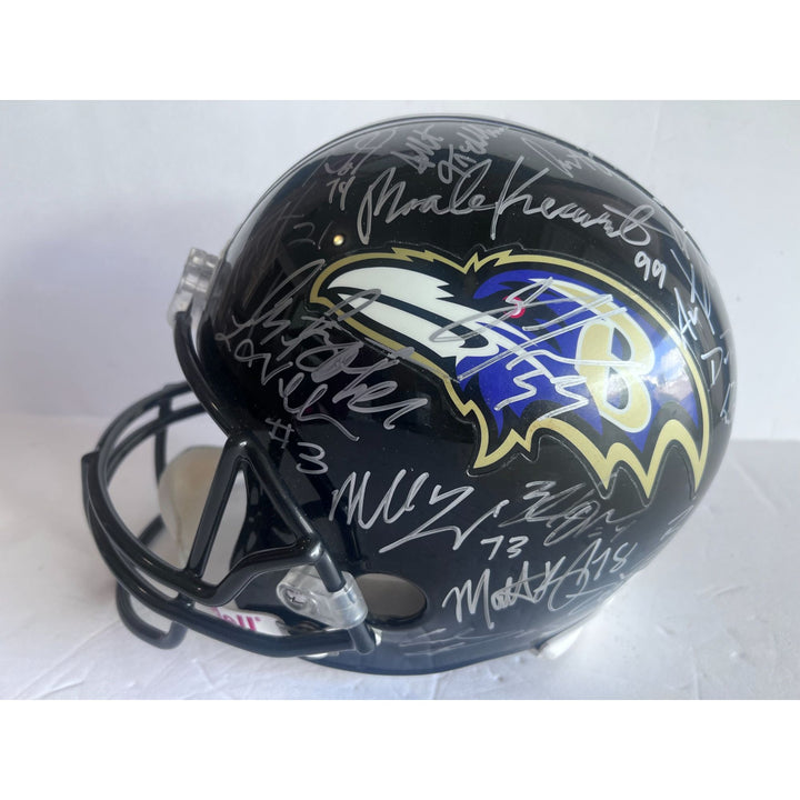 Baltimore Ravens Ray Lewis Ed Reed 2012 Super Bowl champions Riddell full size helmet signed with proof