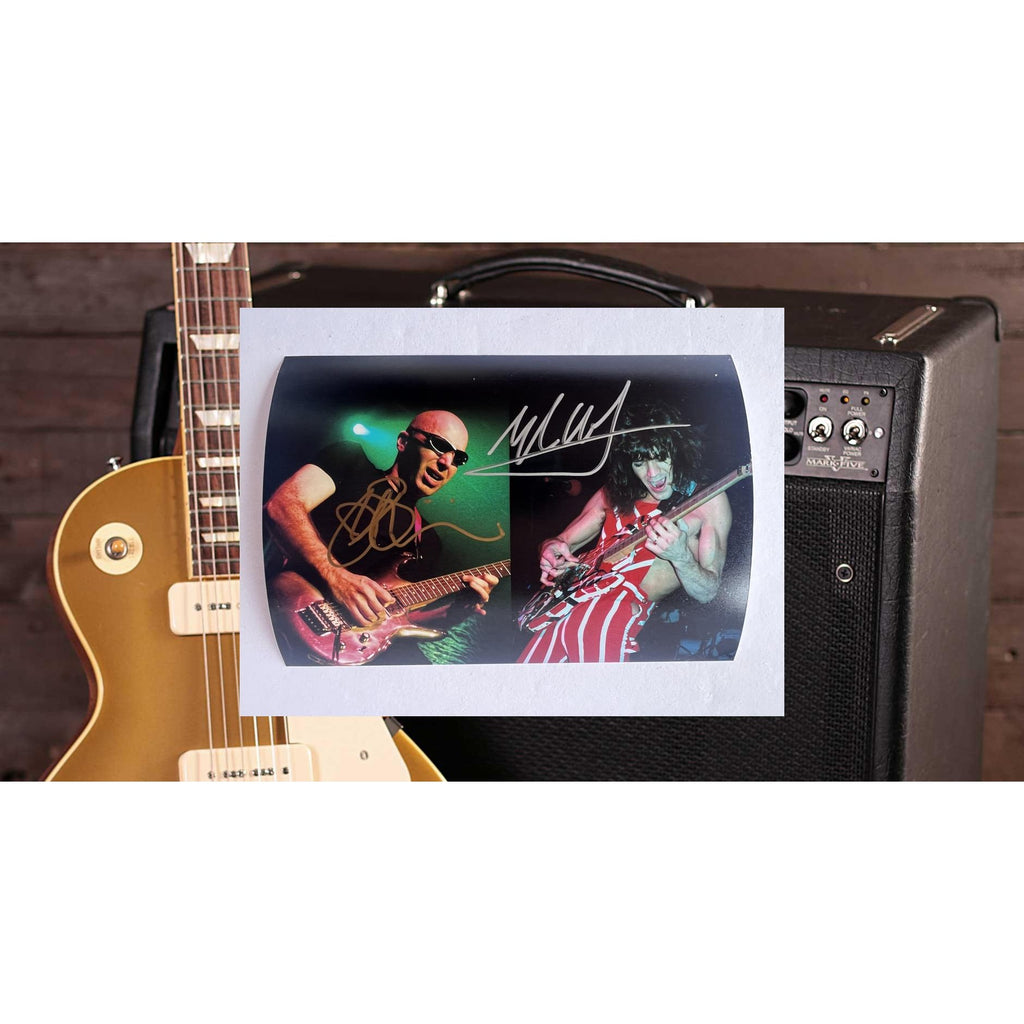 Eddie Van Halen and Joe Satriani 5x7 photograph signed with proof