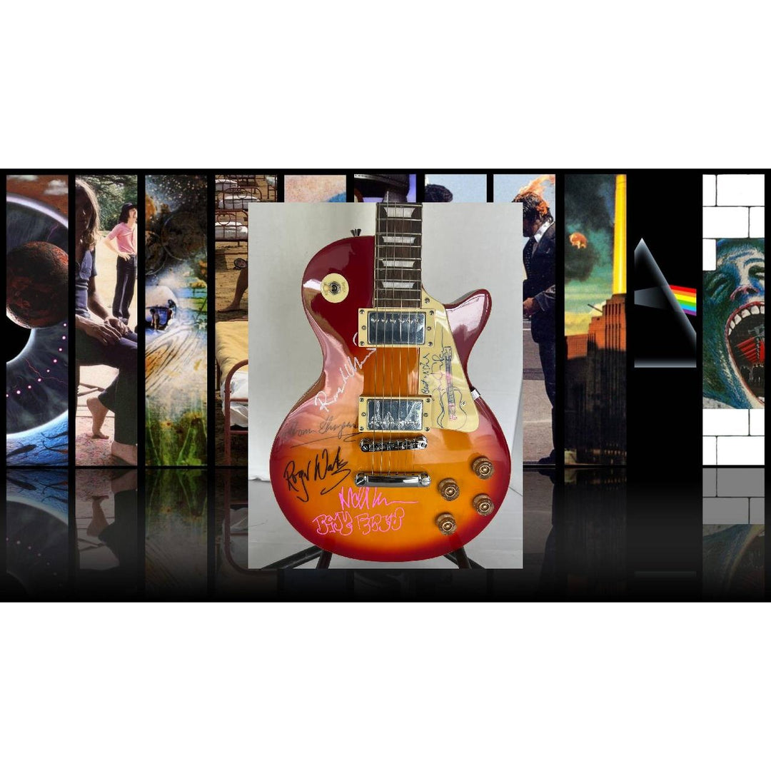David Gilmour, Roger Waters, Nick Mason, Richard Wright, Storm Thorgerson Pink Floyd Cherry Les Paul electric guitar signed