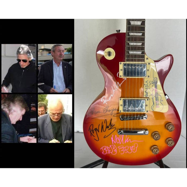 David Gilmour, Roger Waters, Nick Mason, Richard Wright, Storm Thorgerson Pink Floyd Cherry Les Paul electric guitar signed