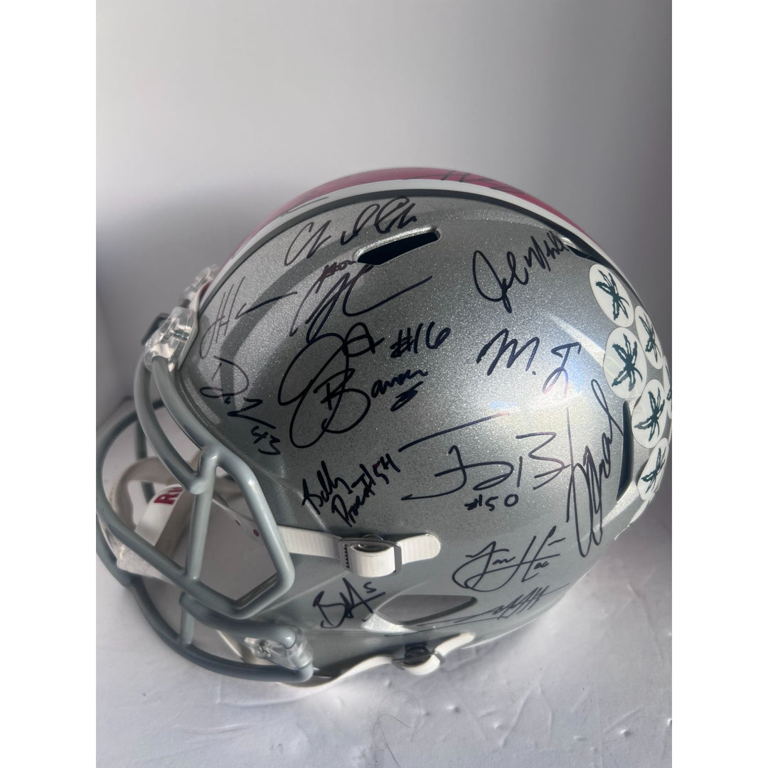 Ohio State Buckeyes national champions team signed helmet Ezekiel Elliott Nick Bosa 35 Plus signatures