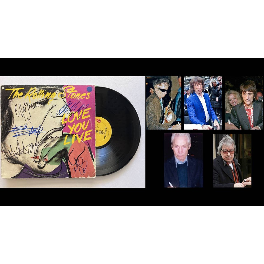 Rolling Stones Mick Jagger Keith Richards Mick Taylor Bill Wyman Charlie Watts Love You live  lp signed with proof