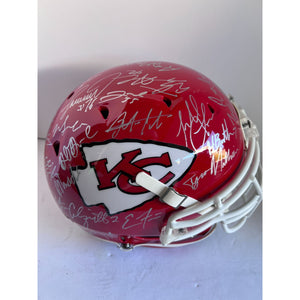 Kansas City Chiefs Patrick Mahomes Tyreek Hill Travis Kelce 2019-2020 Super Bowl champions Speed Authentic team signed helmet with proof