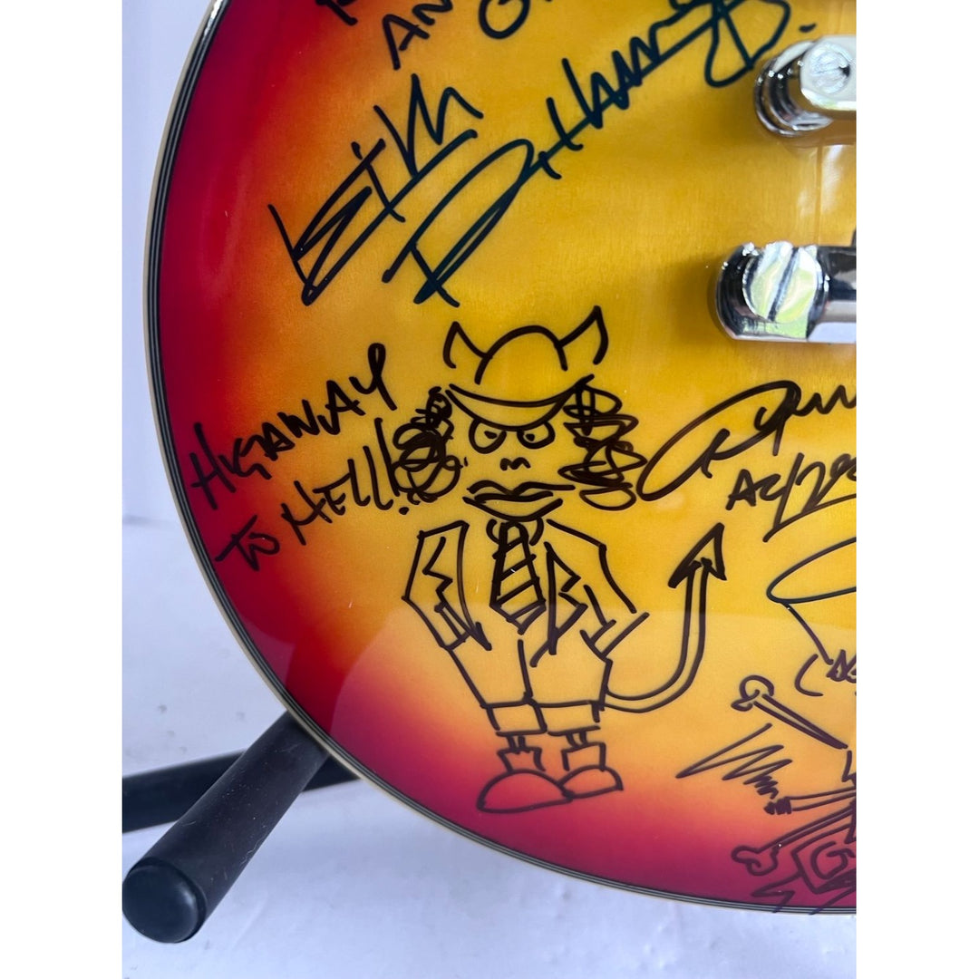 Keith Richards inscribed Angus Young with Sketch Saul Hudson "Slash" GNR signed with Sketch One of a Kind Les Paul electric guitar signed