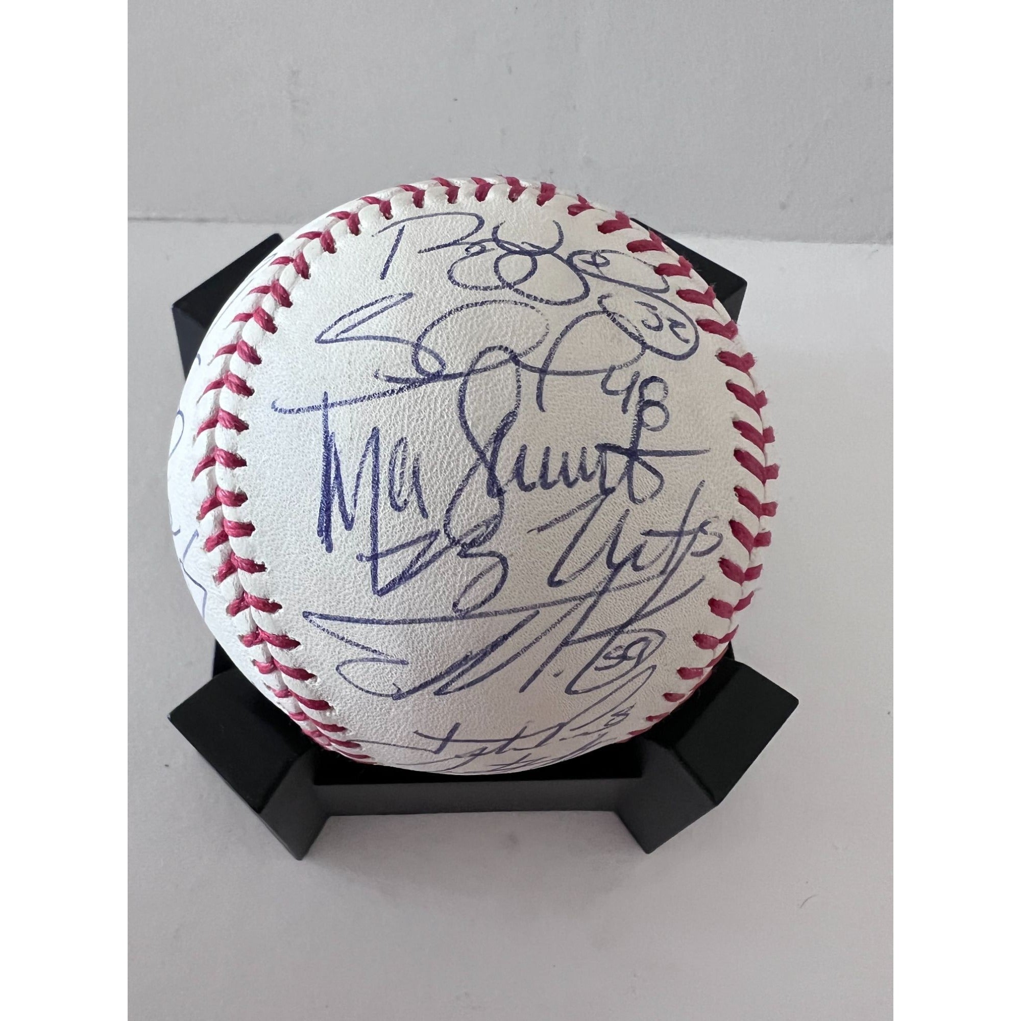 Buster Posey Bruce Bochy Tim Lincecum 2012 San Francisco Giants World Series champions team signed Rawlings commemorative baseball with proo