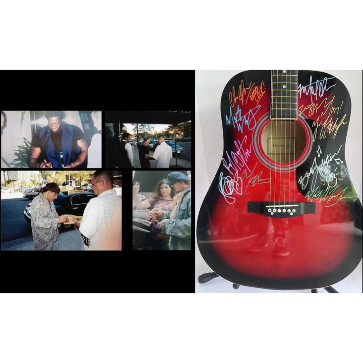 Bruce Springsteen Clarence Clemons Roy Bittan Patty Scialfa and the E Street Band full size acoustic guitar signed with proof 8 sigs.