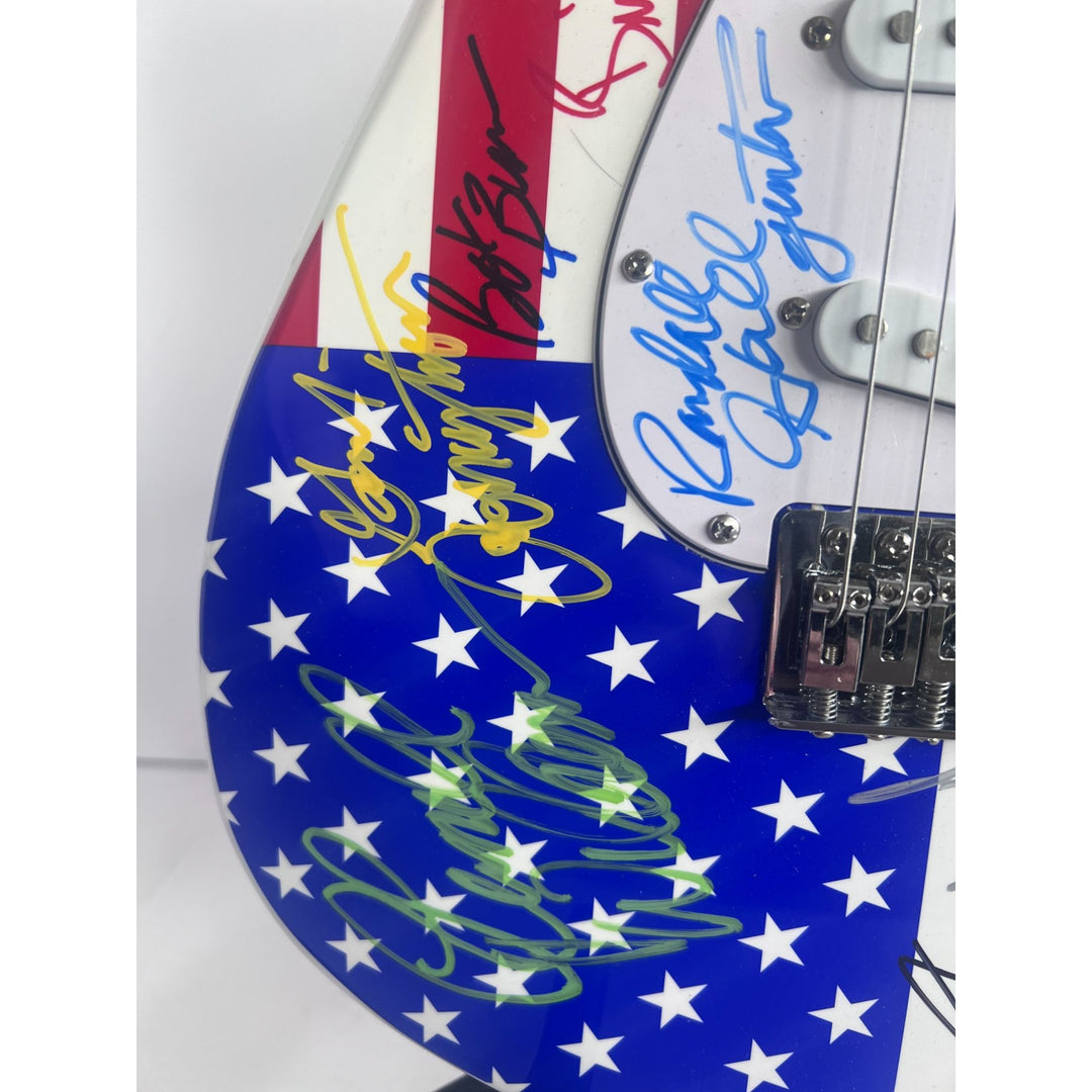 Lynyrd Skynyrd ZZ Top Billy Gibbons Dusty Hill Frank Beard Warren Haynes USA one of a kind electric guitar signed with proof