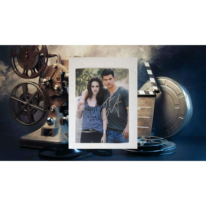 Twilight Kristen Stewart Taylor Lautner 5x7 photo signed with proof