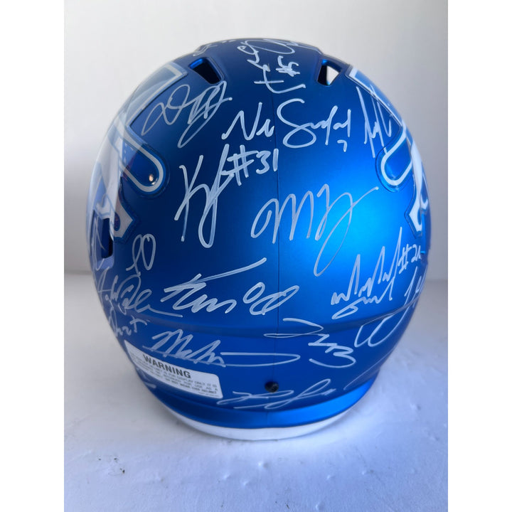 Detroit Lions 2023-24  Jared Goff Dan Campbell Penei Sewell Amon-ra St Brown Aidan Hutchinson Detroit Lions Riddell speed full size team sig