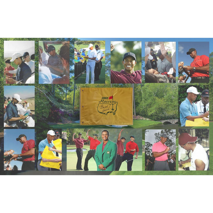 Tiger Woods "To Mike all the best" 2005 Masters Golf pin flag signed with proof