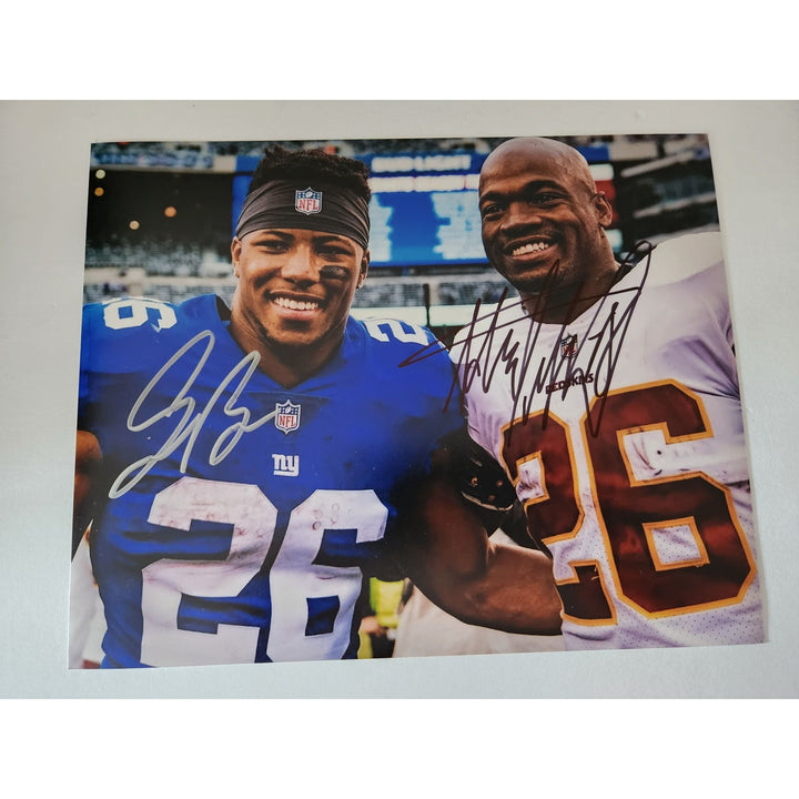 Adrian Peterson Saquon Barkley 8x10 photo signed