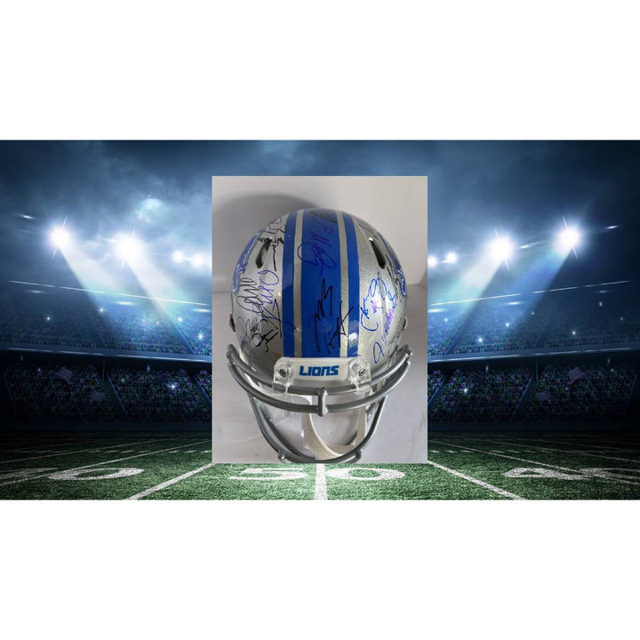 Detroit Lions Jared Goff Dan Campbell Penei Sewell Amon-Ra St Brown Aidan Hutchinson Detroit Lions Riddell Speed Authentic helmet signed