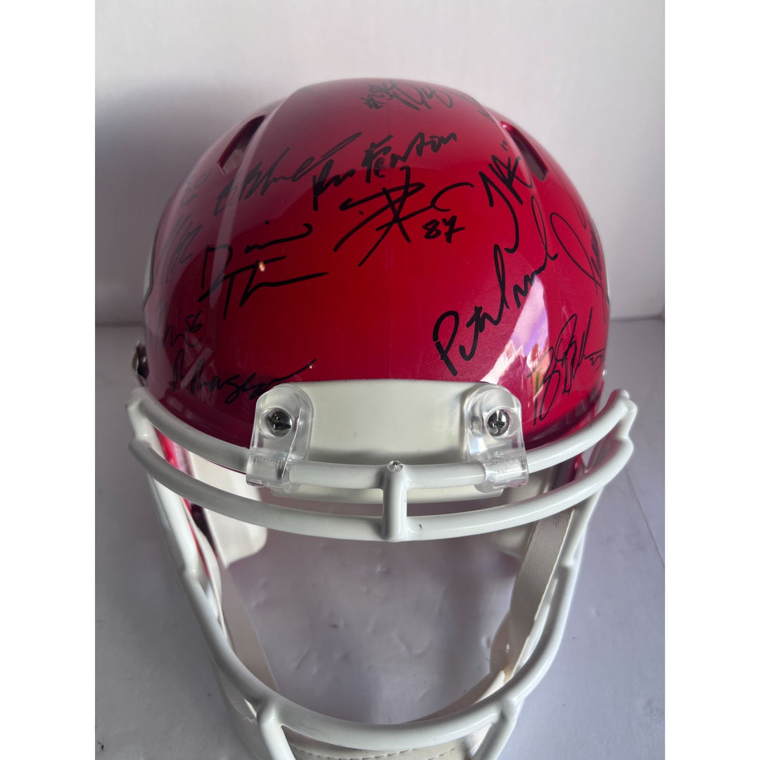 Kansas City Chiefs 2019 20 Super Bowl champions Riddell Speed authentic game model helmet 40 + sigs Patrick Mahomes Travis Kelce Andy Reid T