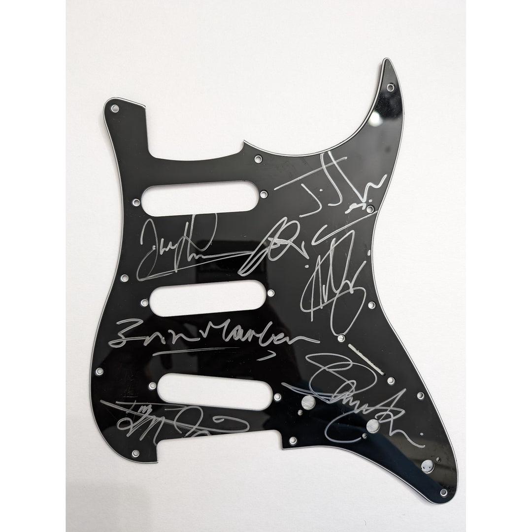 Iron Maiden Bruce Dickinson Steve Harris Adrian Smith Dave Murray Neko McBrain Janick Gers Stratocaster guitar pickguard signed with proof