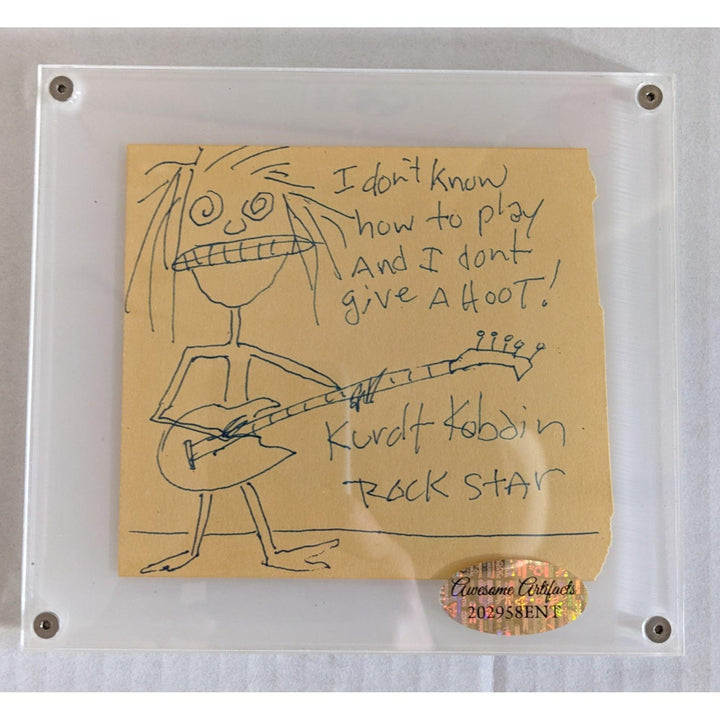 Kurt Cobain Nirvana signed with sketch vintage autograph book page signed