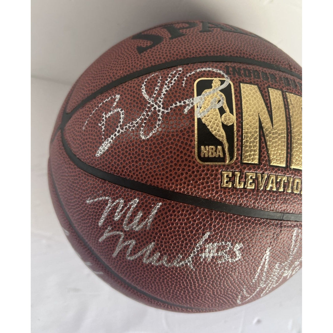 Kobe Bryant Phil Jackson Shaquille O'Neal Los Angeles Lakers 2000 2001 NBA champs Spalding basketball signed with proof  Signatures include