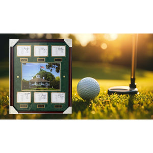 Tiger Woods Gary Player Jack Nicklaus Arnold Palmer Tom Watson Phil Mickelson score cards set signed and framed with proof