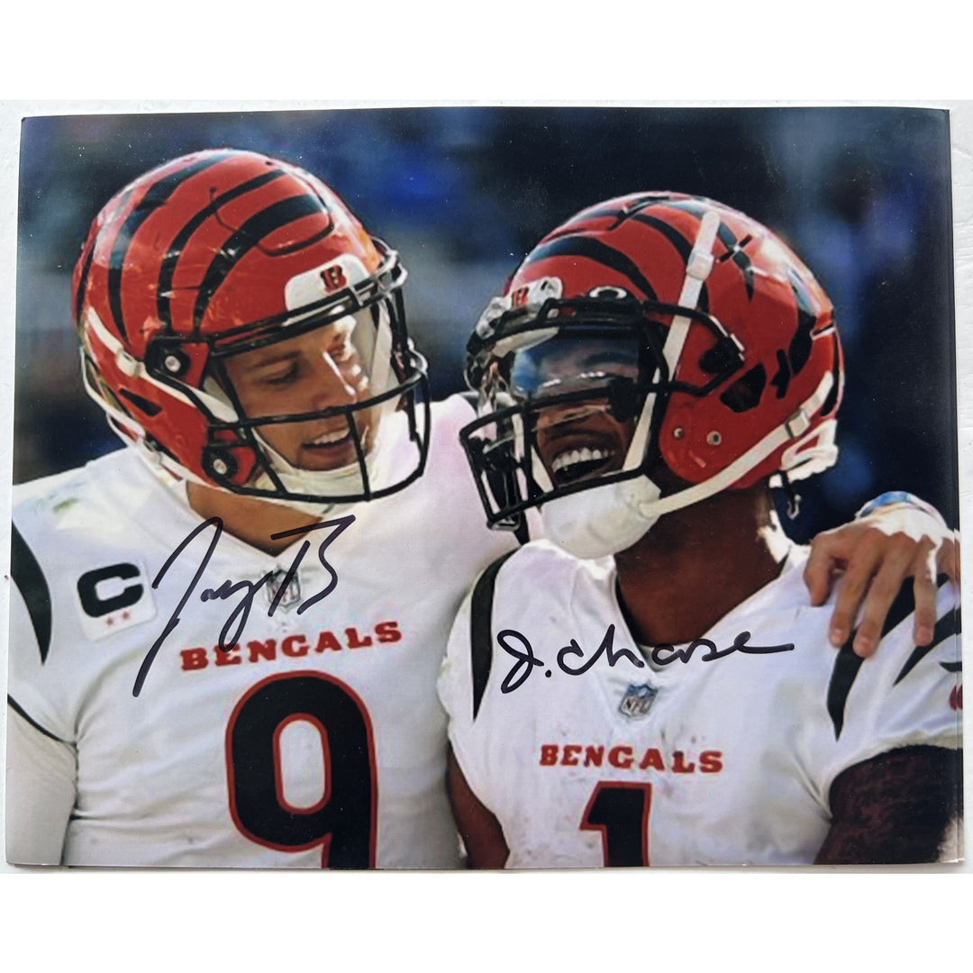 Joe Burrow, Jamarr Chase Cincinnati Bengals 8x10 photo signed with proof