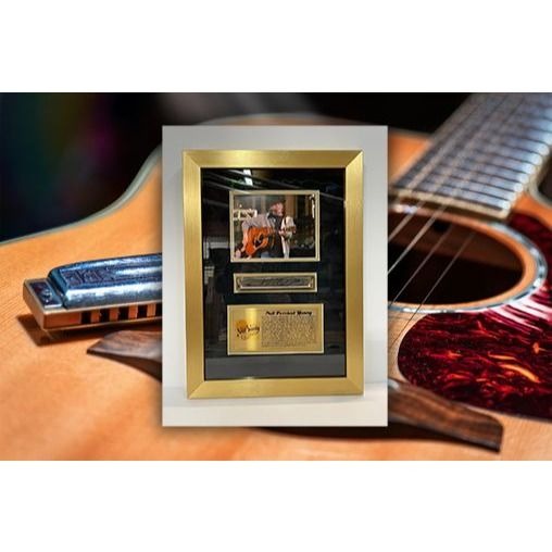 Neil Young framed harmonica signed with proof