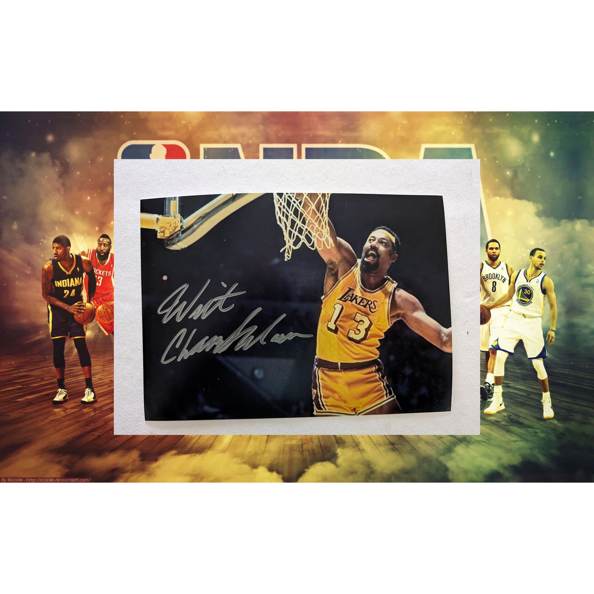 Wilt Chamberlain 5 x 7 Los Angeles Lakers photo signed