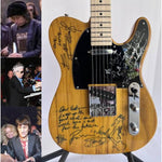 Load image into Gallery viewer, Bob Dylan Keith Richards Ronnie Wood of The Rolling Stones full size Telecaster electric guitar signed with inscription and sketch and proof
