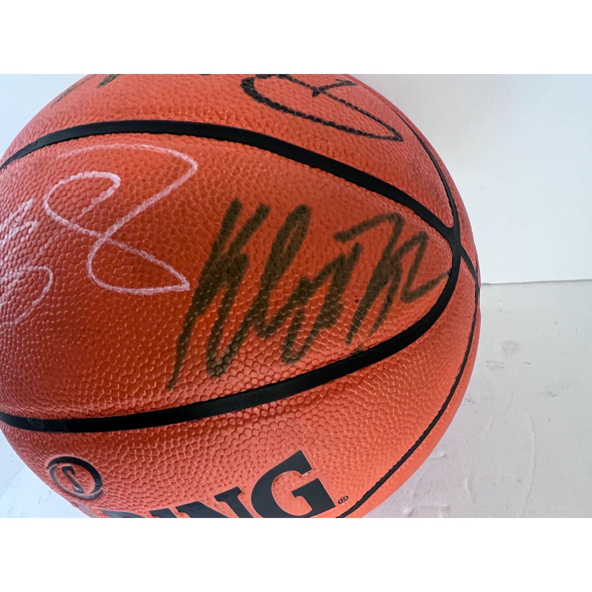 LeBron James Steph Curry Kevin Durant Anthony Davis Damian Lillard NBA superstars Spalding basketball signed with proof