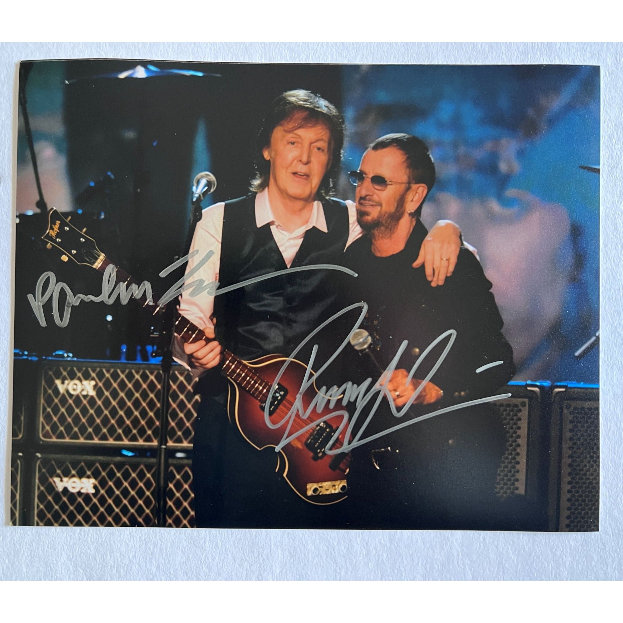 The Beatles Paul McCartney Ringo Starr 8x10 photo signed with proof