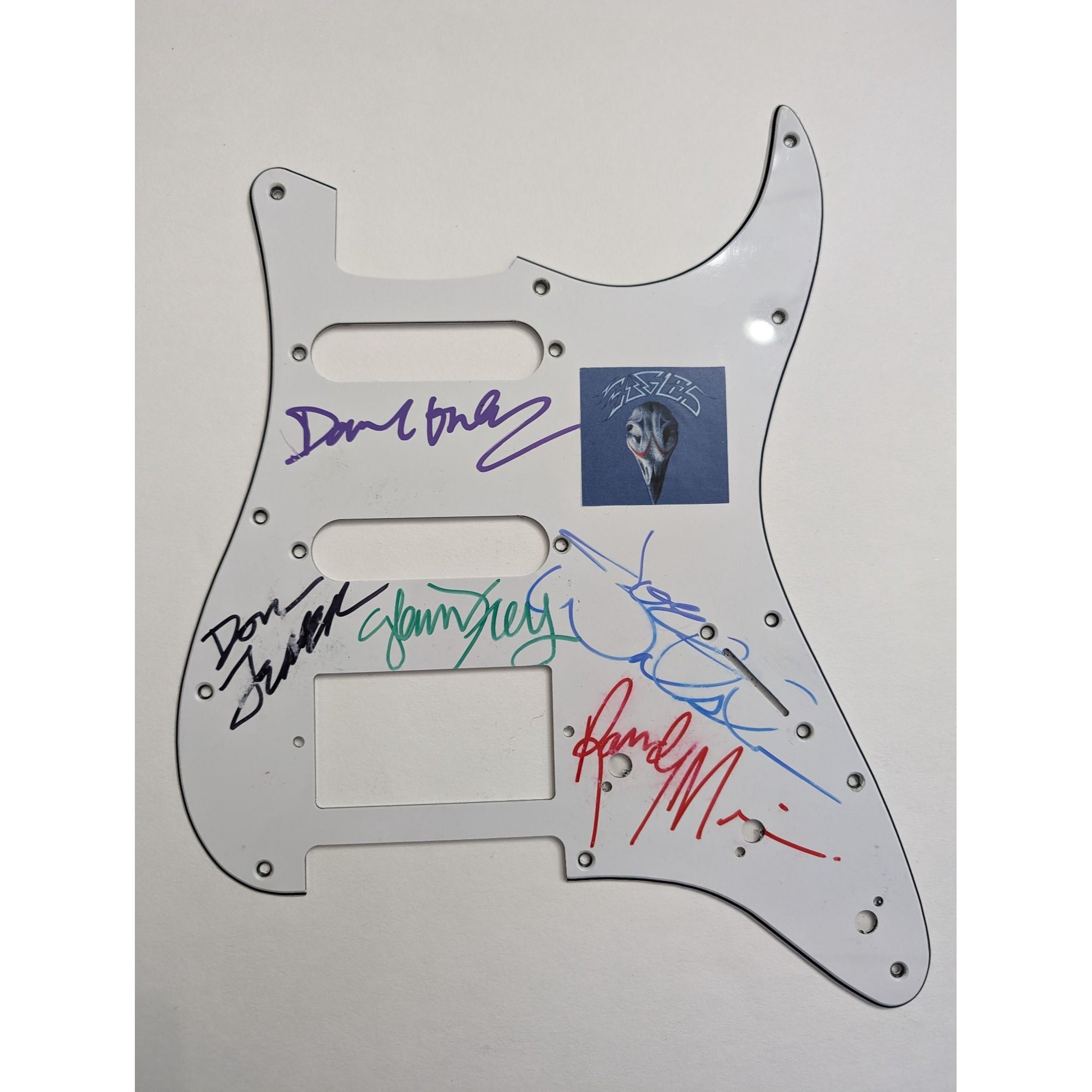 Don Hanley donfelder Glenn Frey Joe Walsh Randy Meisner electric guitar pickguard signed with proof