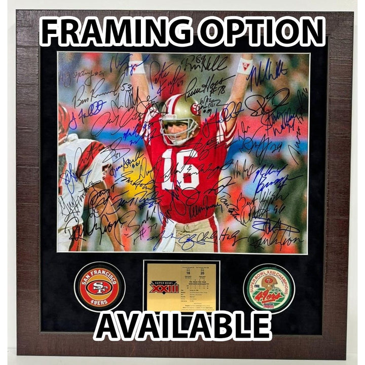 Joe Montana Jerry Rice Roger Craig Super Bowl champions 16x20 photo signed with proof