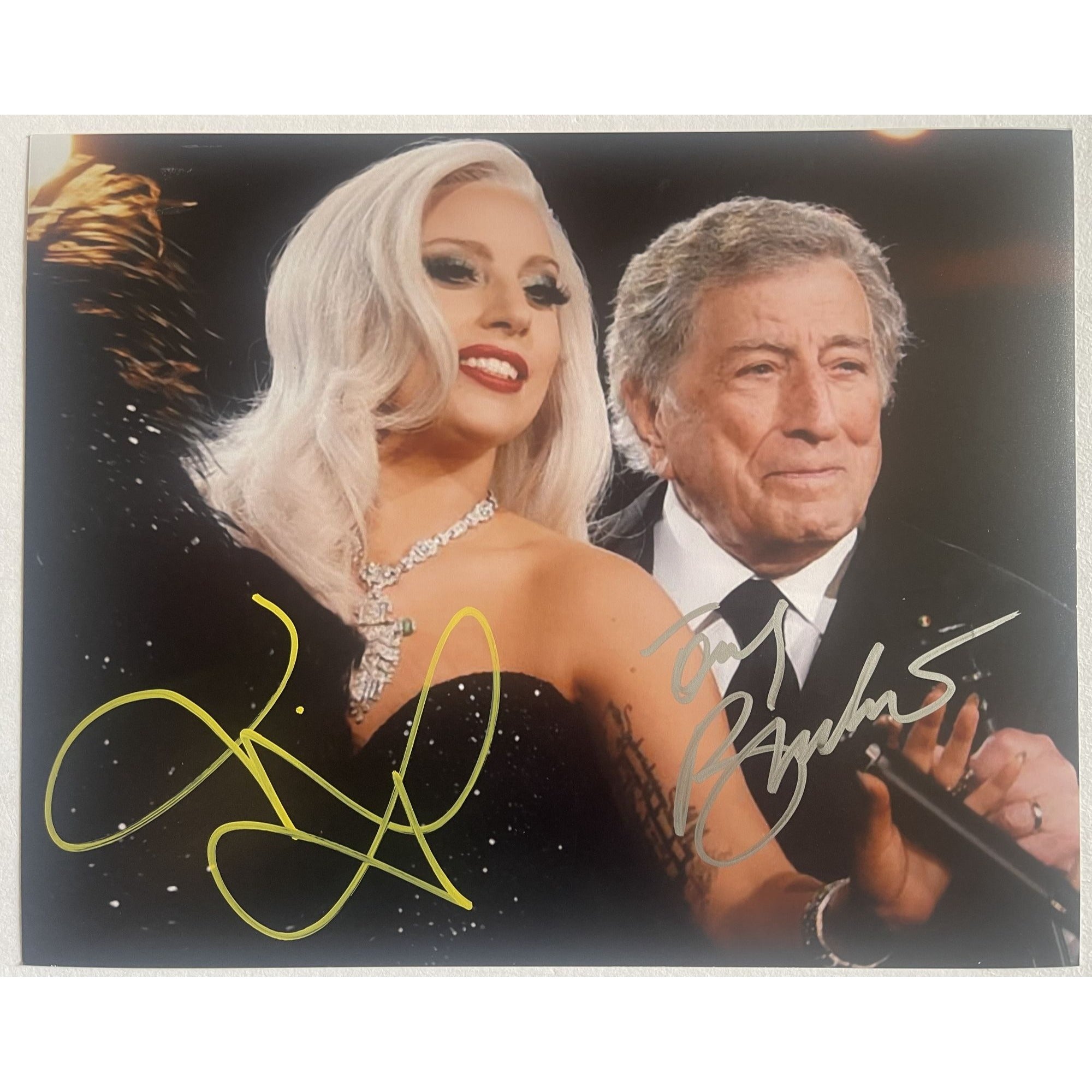 Tony Bennett and Lady Gaga 8x10 photo sign with proof