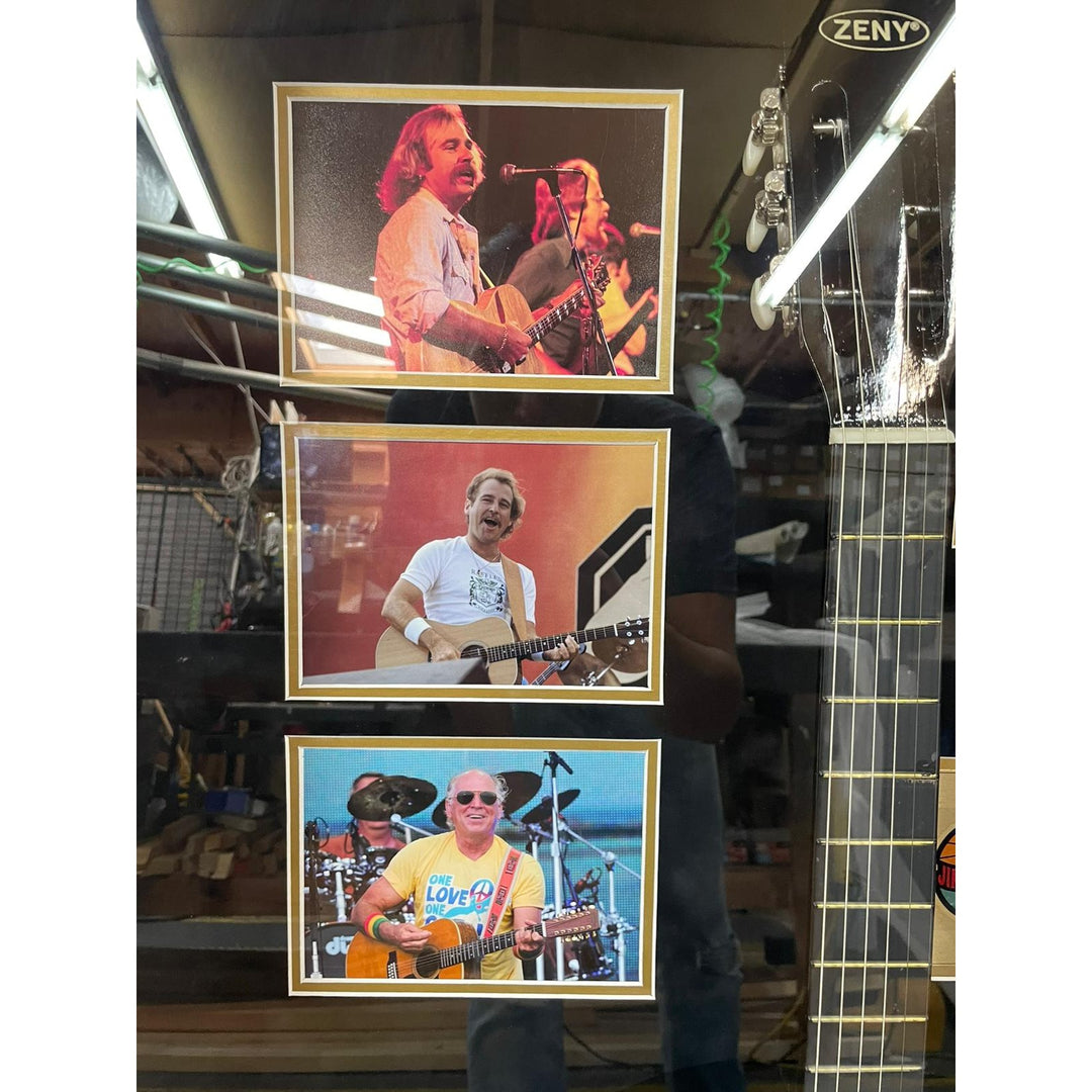 Jimmy Buffett signed guitar framed 45x30x7 with proof