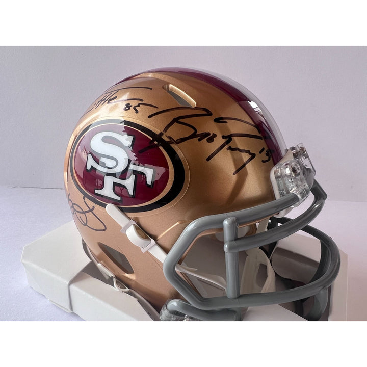 San Francisco 49ers Deebo Samuel Brock Purdy & Christian McCaffrey  mini helmet signed with proof