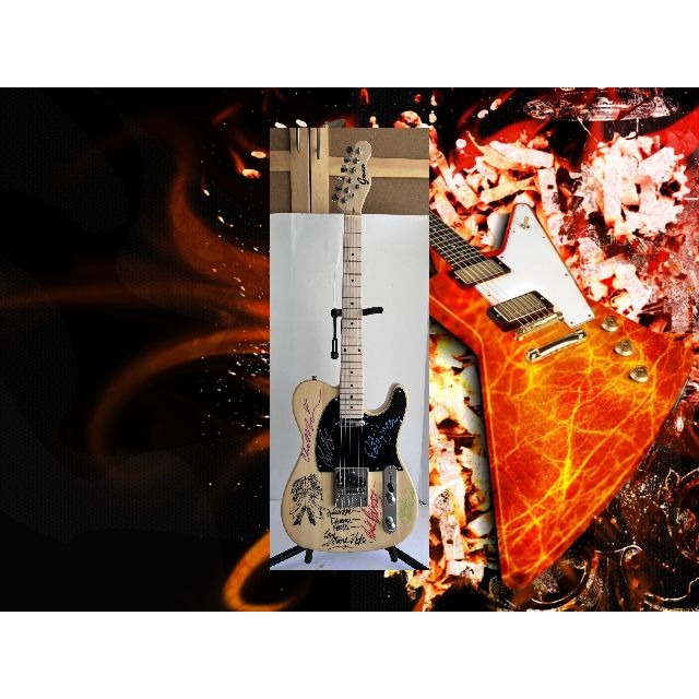 Stevie Nicks Mick Fleetwood Peter Green Fleetwood Mac   electric guitar signed with proof