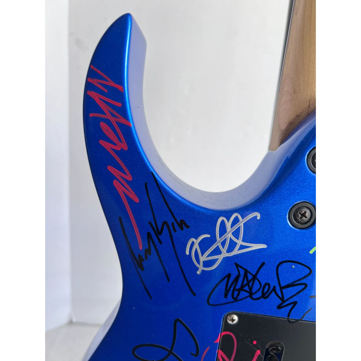 Stevie Vai Ibanez electric guitar signed by 40 all-time great guitar Legends