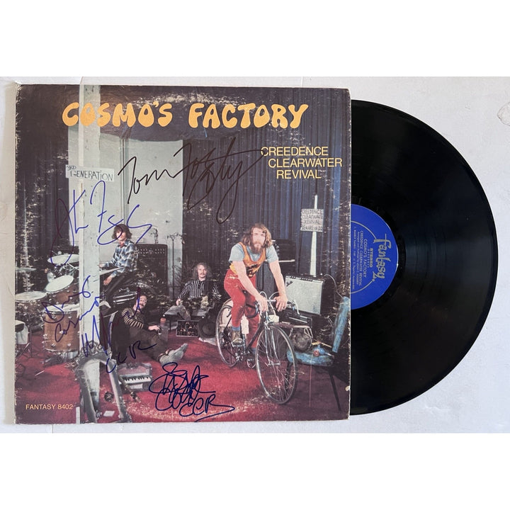 Tom and John Fogerty Stu Cook dog Clifford Cosmos Factory original LP signed with proof