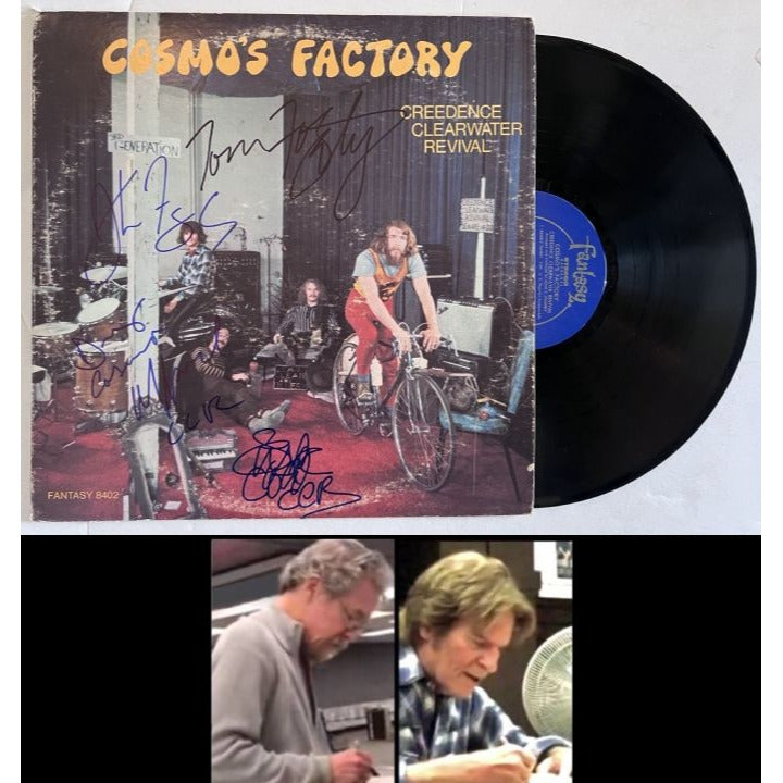 Tom and John Fogerty Stu Cook dog Clifford Cosmos Factory original LP signed with proof