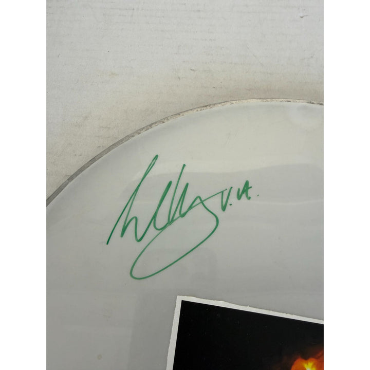 Van Halen David Lee Roth Eddie & Alex Van Halen MIchael Anthony one-of-a-kind drumhead signed with proof.