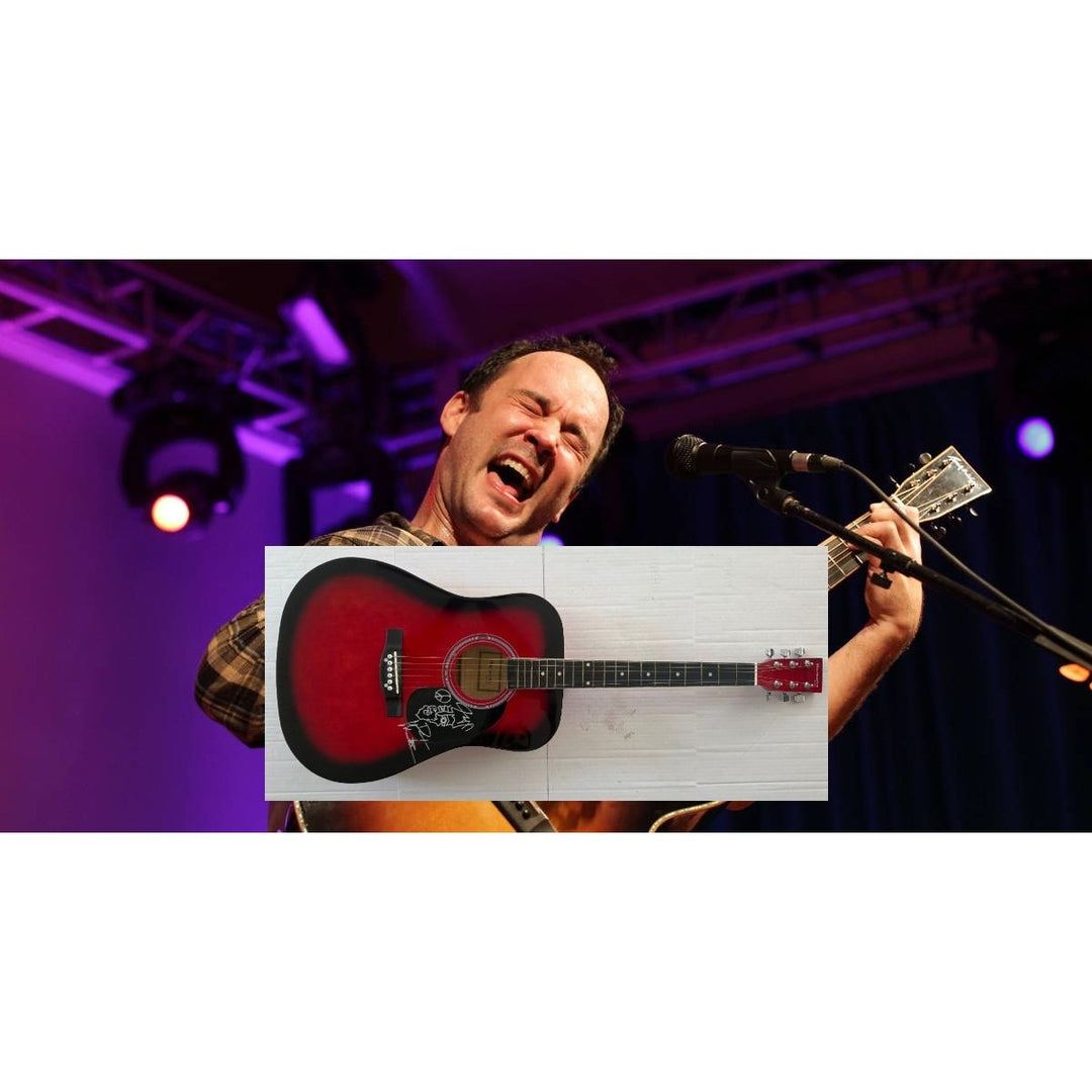 Dave Mathews acoustic guitar with sketch signed with proof.