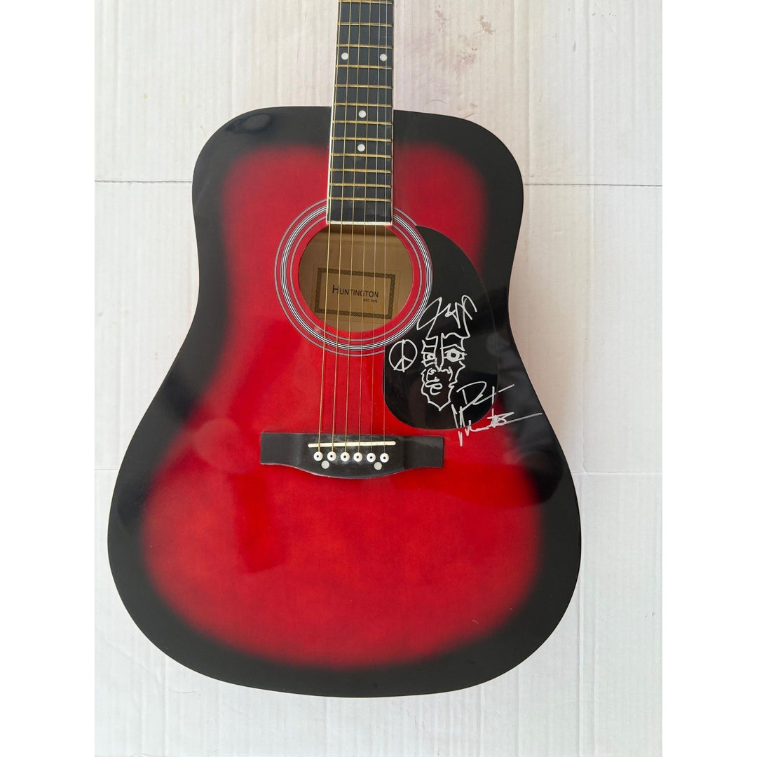 Dave Mathews acoustic guitar with sketch signed with proof.