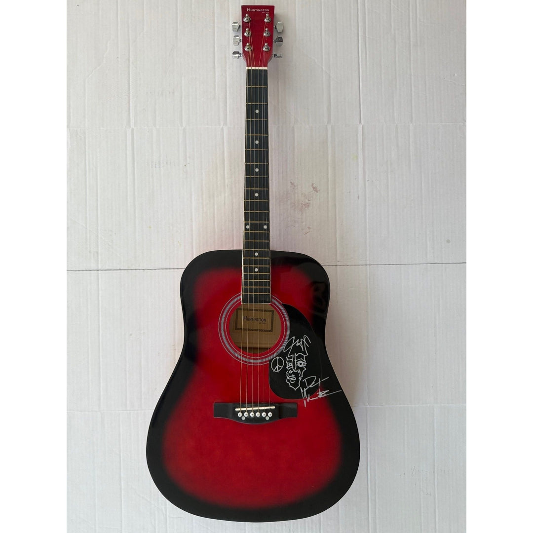 Dave Mathews acoustic guitar with sketch signed with proof.