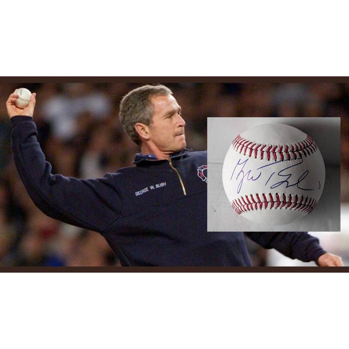 George Walker Bush US President Rawlings official MLB baseball signed with proof and free display case